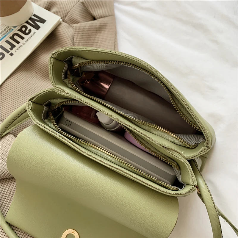 

Women's Solid Color Soft PU Leather Underarm Shoulder Bags Wild Trendy Small Flap Handbags Female Simple Casual Messenger Bag