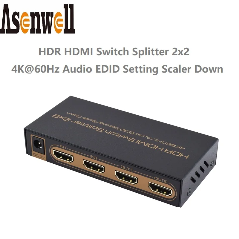 HDMI переключатель 4K @ 60 Гц 2 в 2 выхода переключатель матричный концентратор HDR UHD HDCP2.2 аудио EDID настройки масштабирования вниз 1080P HDMI сплиттер д...