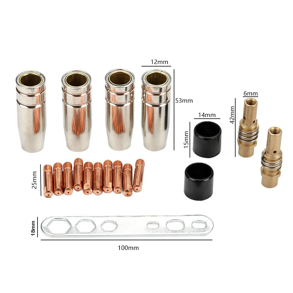 

19PCS/Set Nozzle Contact Tips Holder for Mig Contact Semi-Automatic Welding Tool Accessories Fit for 15AK MIG Welding Torch