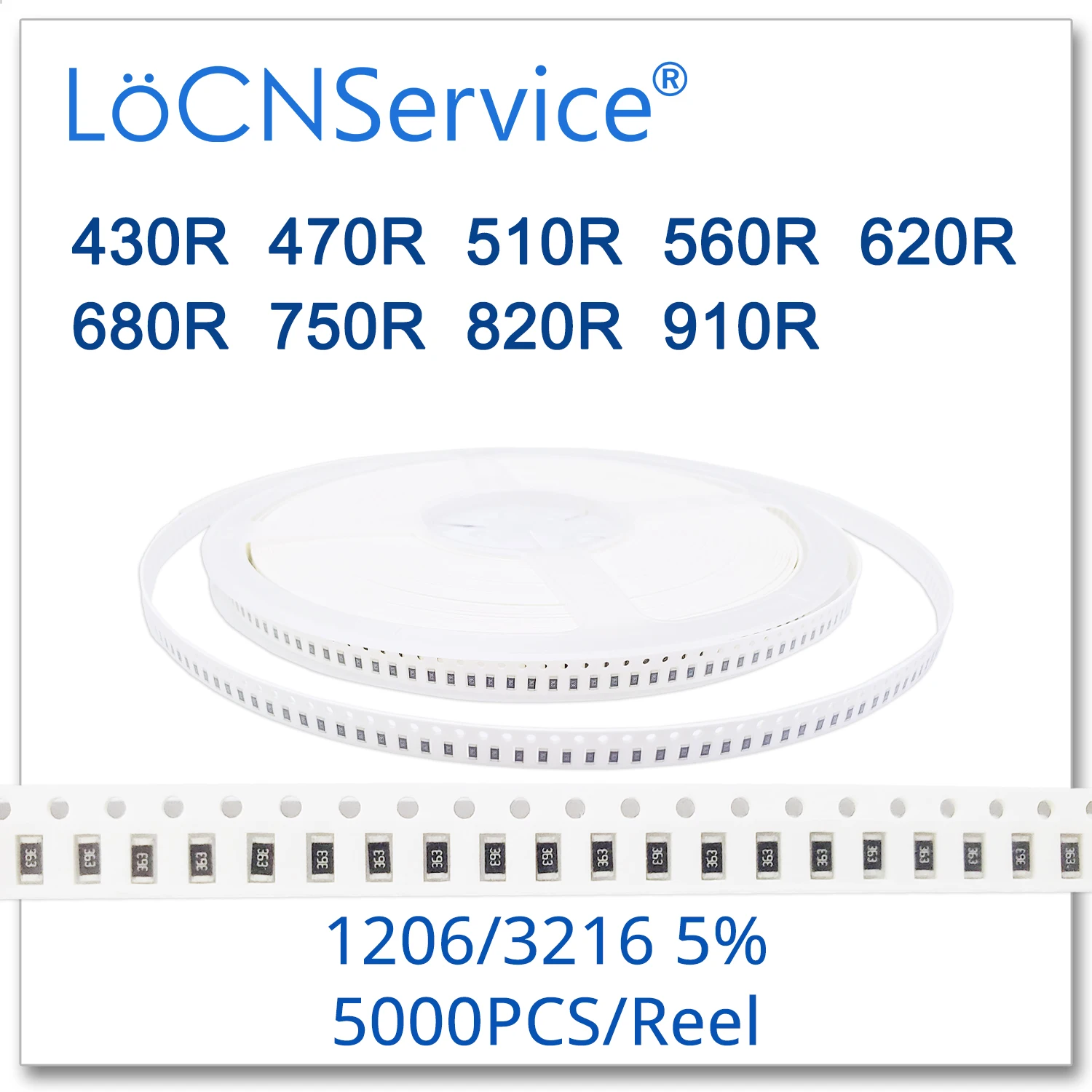 LoCNService 1206 J 5% 5000 шт. 430R 470R 510R 560R 620R 680R 750R 820R 910R smd 3216 резистор Ом|Запасные части| |