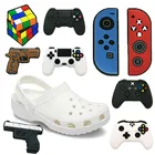 1 шт. подвески из ПВХ в виде пистолета для детей, украшения для обуви, Рубика, резиновые украшения для забивания обуви, игровой контроллер, аксессуары для сада, тапочек, орнамент