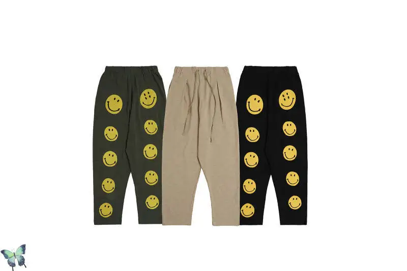 

Повседневные брюки Kapital, спортивная одежда с принтом улыбающегося лица, спортивные брюки, простые модные Универсальные хлопковые шаровары ...