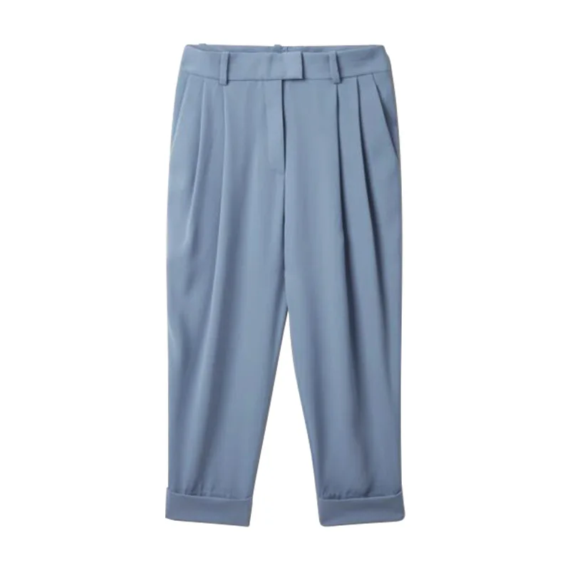 

HarleyFashion Summer Women Classic Design Russian Style Casual Blue Pants Empire Loose Quality Straight Trousers
