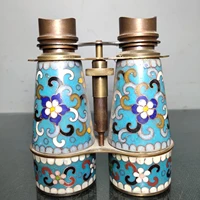 6chinese temple collection old bronze cloisonne enamel lotus pattern binocular high power telescope ornaments normal work