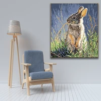 cute rabbit diy painting by numbers kits coloring paint by numbers modern wall art picture gift animals hand painted home decor