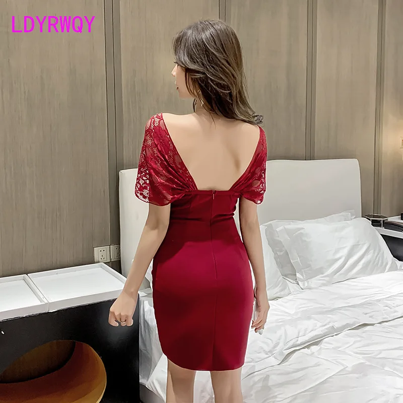 

Nightclub women fashion slim tube top bag hip bar temperament wrapped chest sexy dress Polyester Office Lady