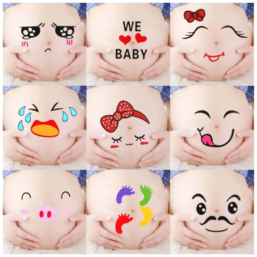 

Women Pregnant Body Belly Temporary Tattoo Pregnancy Painted Sticker Photographs Stickers Women Photo Photo Painting Props Q2g6
