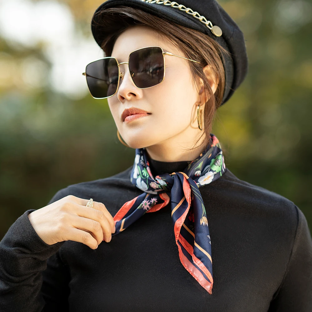 Женский шарф маска для лица модные шелковые квадратные шарфы на весну и лето