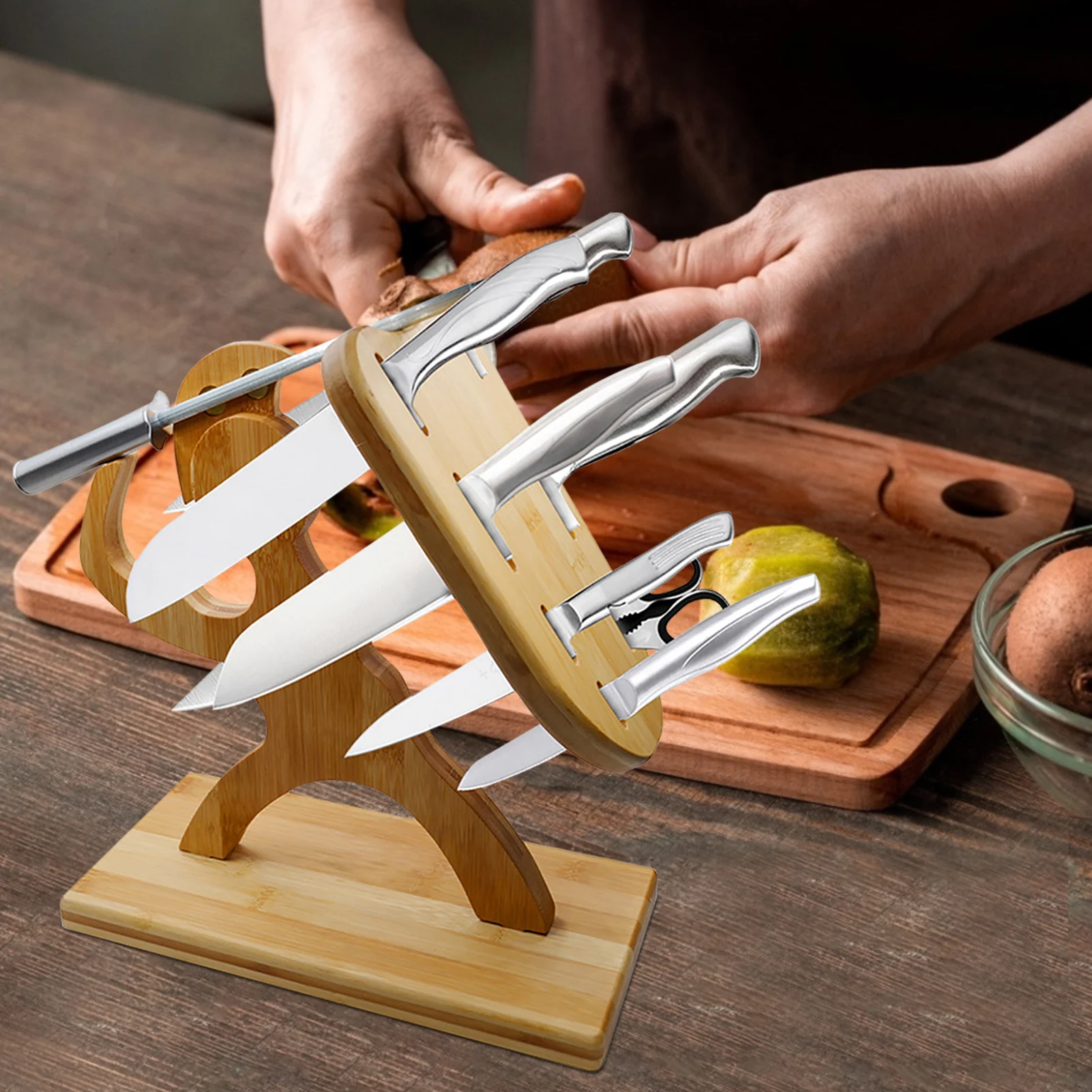 

Human-Shaped Wooden Knife Holder Household Kitchen Utensils Knife Rack Storage Rack Kitchen Supplies Storage Rack