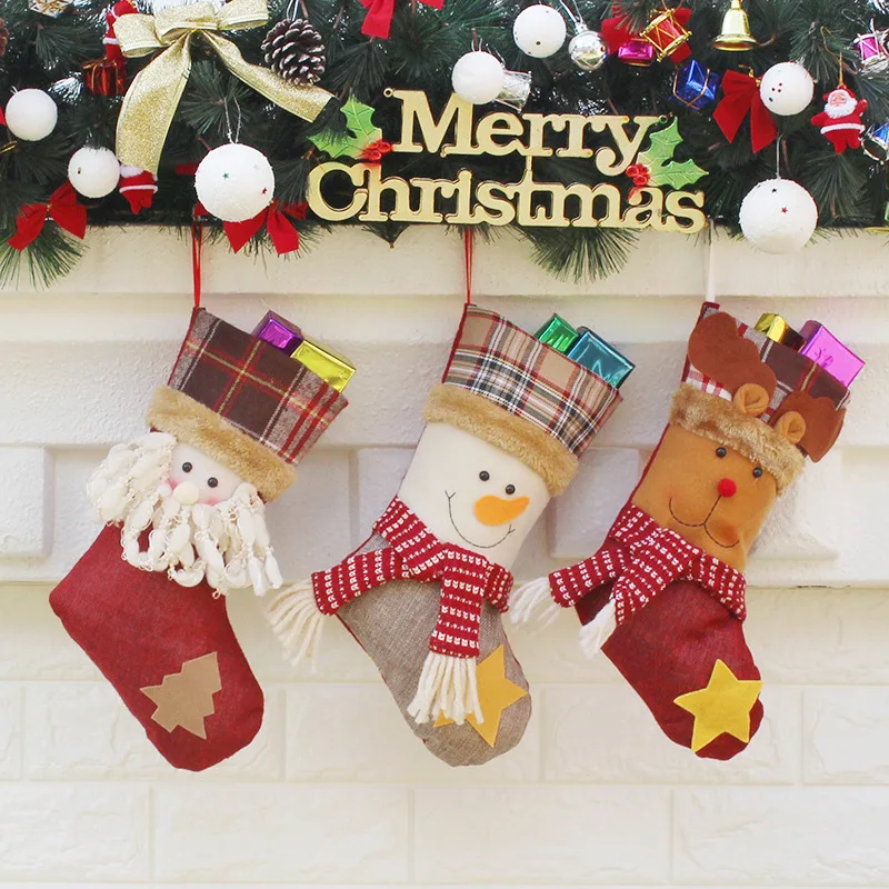 Christmas Gift Candy Socks Holders Storage Bag for Package Home Decorations Xmas Stocking Hanging Tree Ornament | Дом и сад