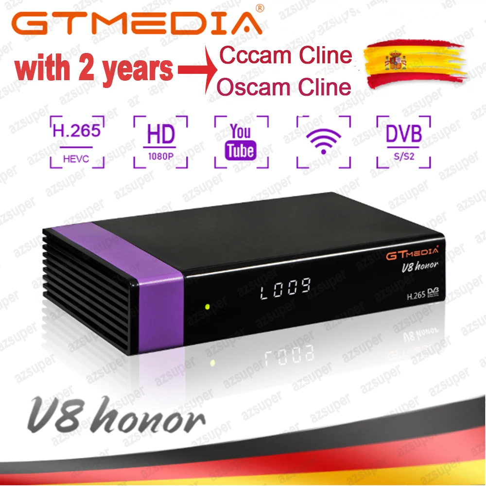 Испания GTMedia V8 Honor спутниковый ресивер встроенный WiFi+ 2 года Европа Cline Full HD DVB-S2/S Freesat V8 NOVA Receptor
