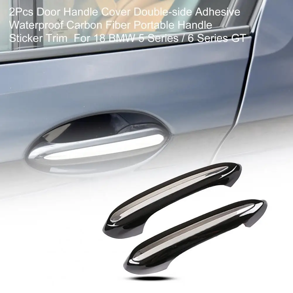 

2 шт. дверные ручки крышки Двухсторонняя клейкая подложка ручка из углеродного волокна, Стикеры Накладка для BMW 5 серии/6 серии GT 2018