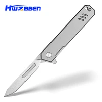 hwzbben self defense pocket folding knife titanium alloy outdoor emergency scalpel knives with 2pcs no 60 replaceable blades