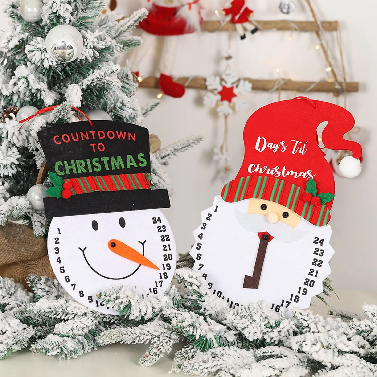 

Christmas 24 Day Hanging Advent Calendar Wooden Christmas Calendar Ornaments Home Decor Wooden Holiday Calendar Pendant