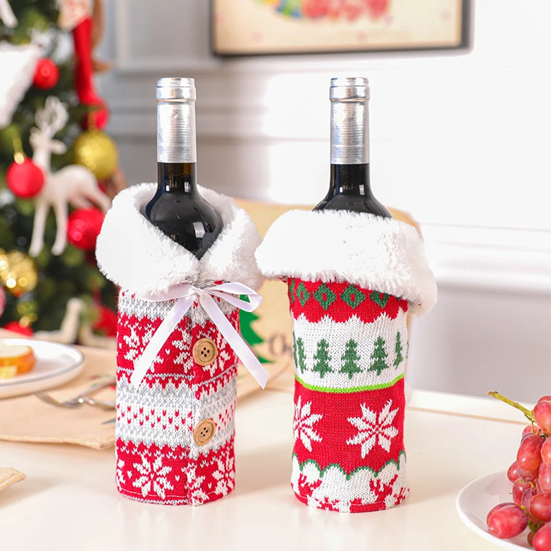 

2022 New Year Gift Wine Bottle Dust Cover Christmas Home Dinner Table Decor