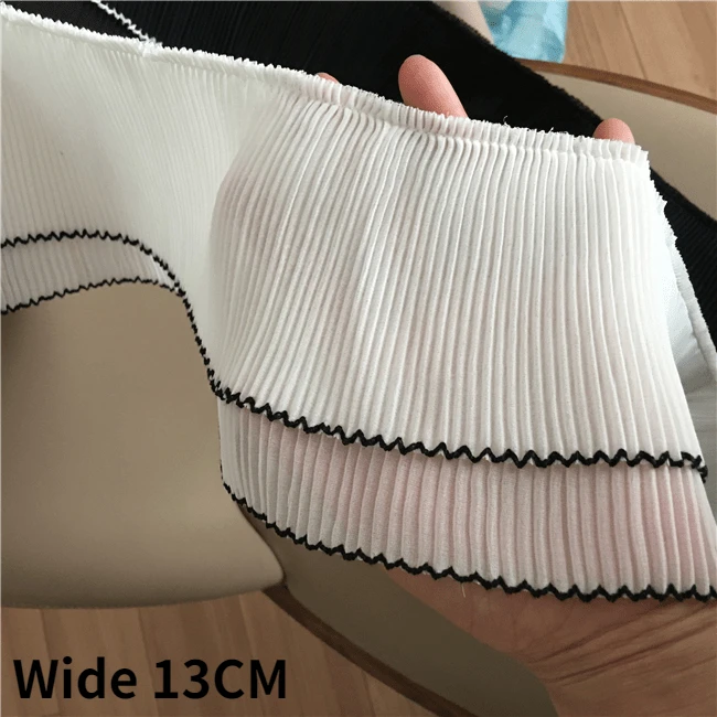 

13 см широкая двухслойная белая черная плиссированная мягкая шифоновая ткань с бахромой кружевной воротник отделка по краям платье-занавес...