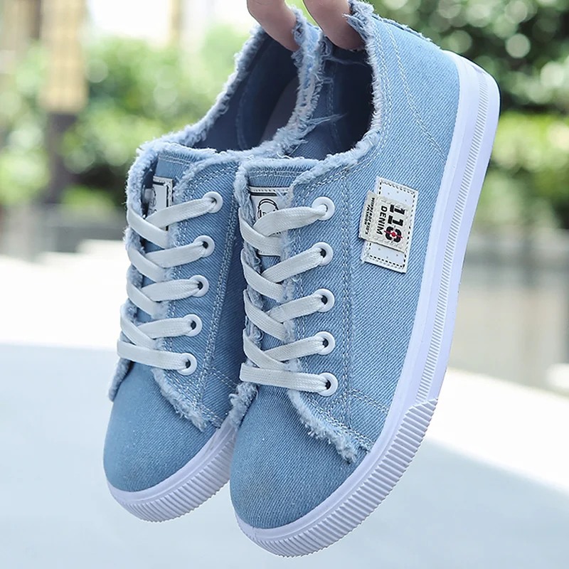 Canvas Shoes for Girls 2023 Spring Fashion Sneakers Solid Sewing Women Denim Shoe Sapato Feminino Size 35-43