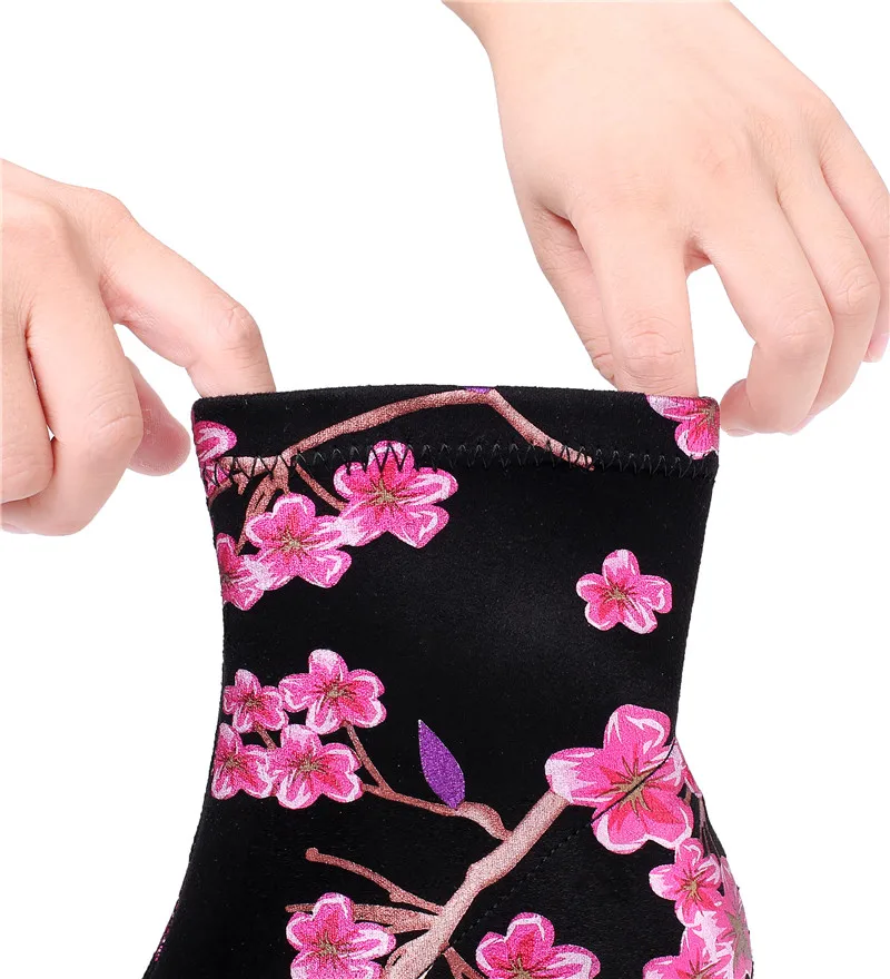 34 42 ботильоны для женщин модные женские ботинки с цветочным узором Каблук 5