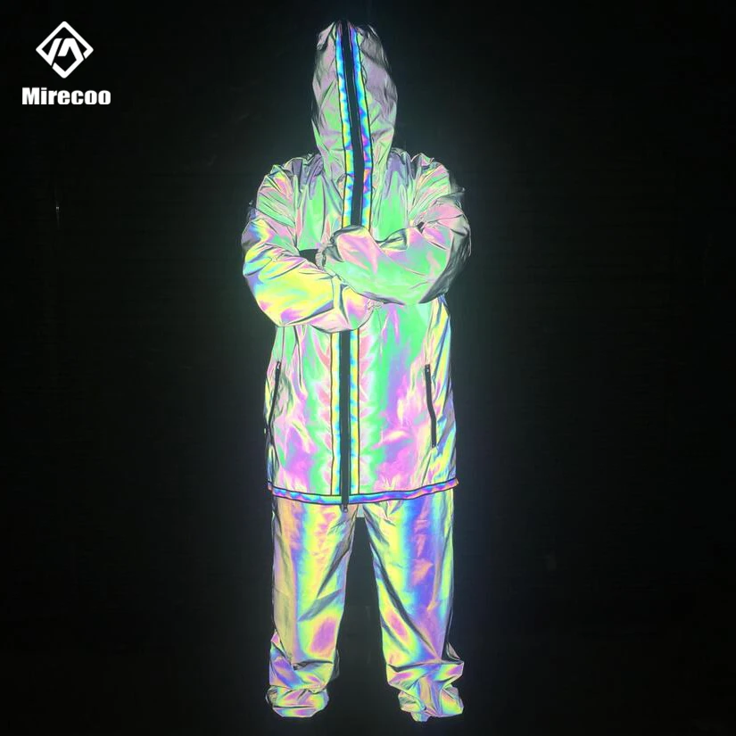 Светоотражающий тренчкот на молнии для мужчин тонкое длинное пальто