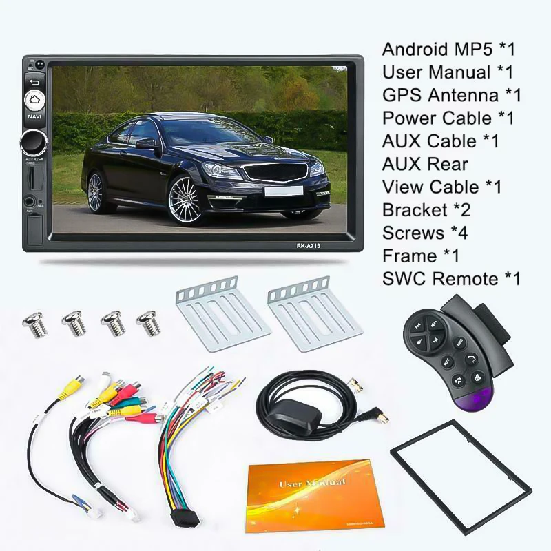 Автомобильный мультимедийный плеер 2Din 7 &quot android GPS навигация Bluetooth аудио wi fi USB SD