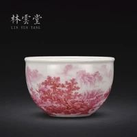 lin yuntang hand painted agate red landscape painting jar cup jingdezhen ceramic kungfu tea cup antique tire