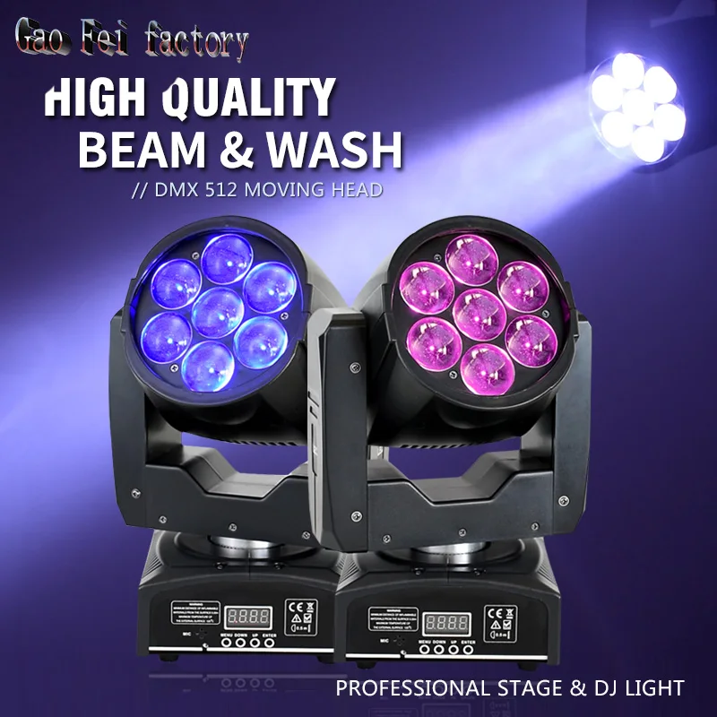 Stage Light 7X12W Mini Moving Head LED Wash Zoom DMX RGBW 4In1 Lyre Beam For Disco DJ Party Show | Освещение