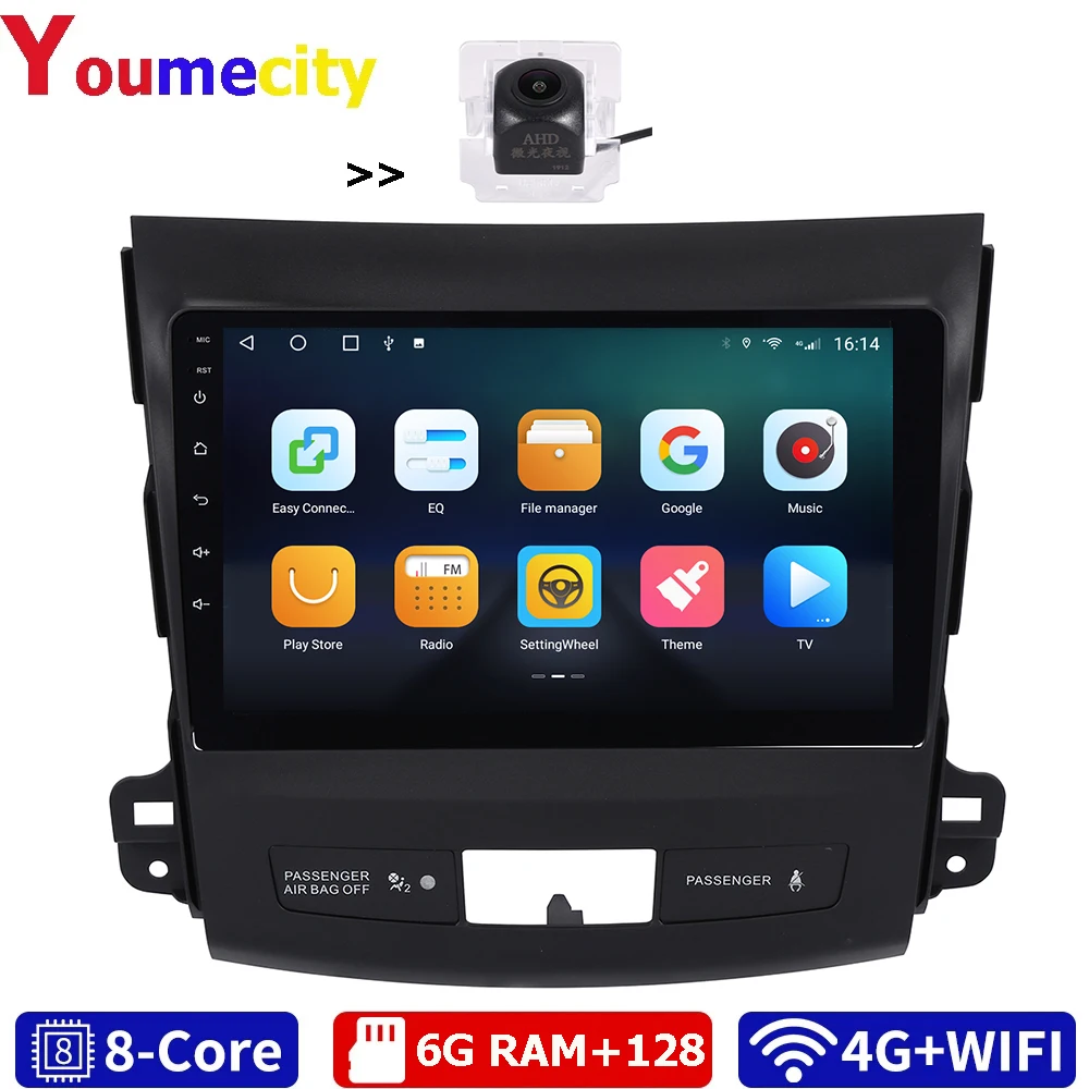 Автомобильный DVD плеер на Android 10 0 GPS радио для Mitsubishi Outlander 2007 2013 Peugeot 4007 Citroen C Crosser