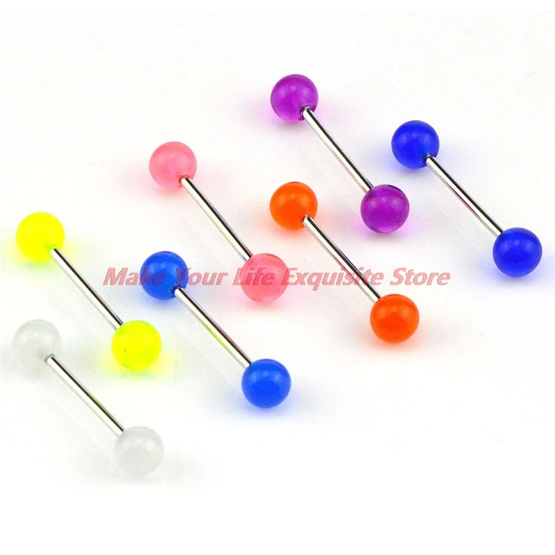 

New 35PCS/Set Body Piercing Jewelry Luminous Glow Acrylic Tongue Rings Nose Barbell Bars