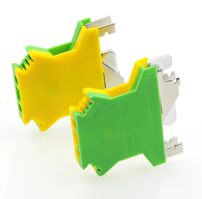 50 шт. Клемма заземления блоки USLKG2.5 din рейка Винтовые клеммы UK 2.5B Morsettiera желтый и зеленый цвета разъем