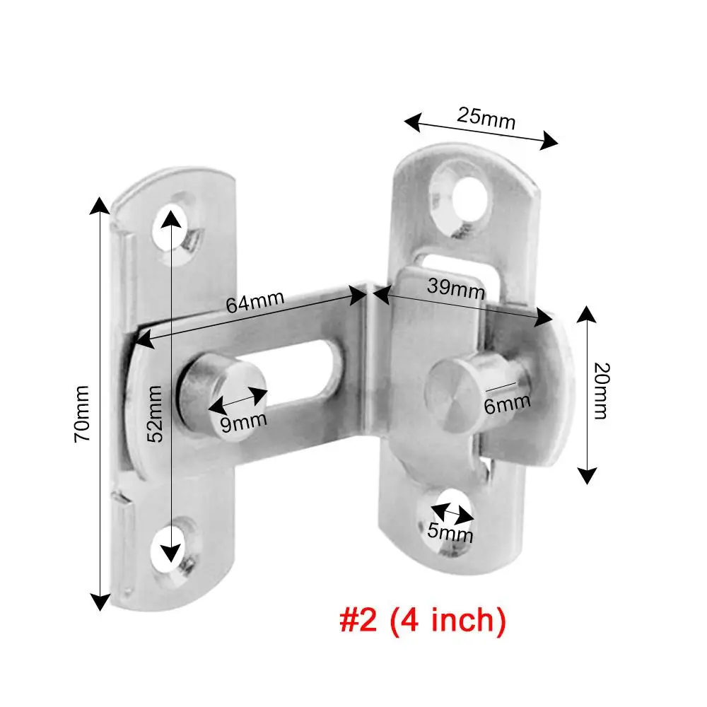 Дверная защелка болт нержавеющая сталь 90 ° ящик шкафа легко монтируется