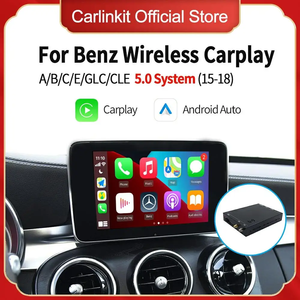 Carlinkit беспроводной Carplay Android автомобильный ТВ бокс для Mercedes A B C GLA Class NTG5.0 2015 2018 iOS 14