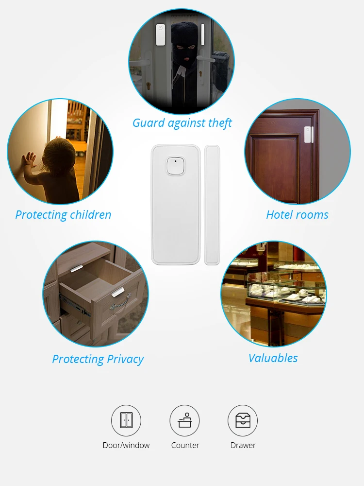 Tuya APP умный WIFI датчик двери окна Сигнализация Alexa Google домашний помощник Android ISO