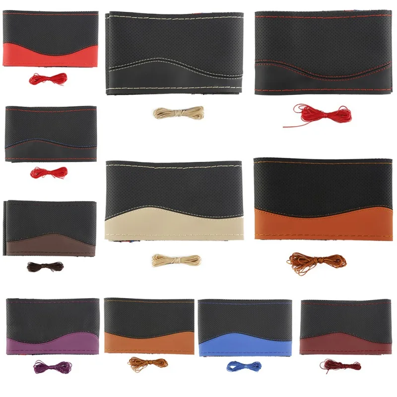 

Four Seasons Universal Hand Sewn Automobile Steering Wheel Cover Super Fiber Leather Wear Resistant Handle Cover