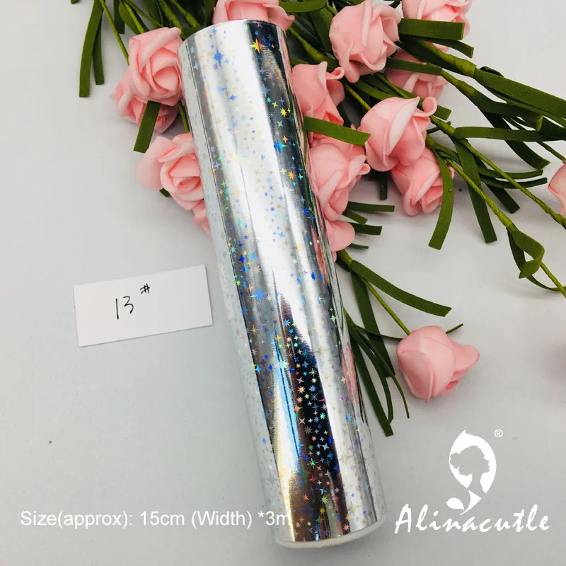 No 13 Sliver Star 3MX1 рулон горячей фольга в рулонах горячего тиснения фольги бумаги голографической передачи тепла DIY ремесла - Цвет: No 13 Sliver Star