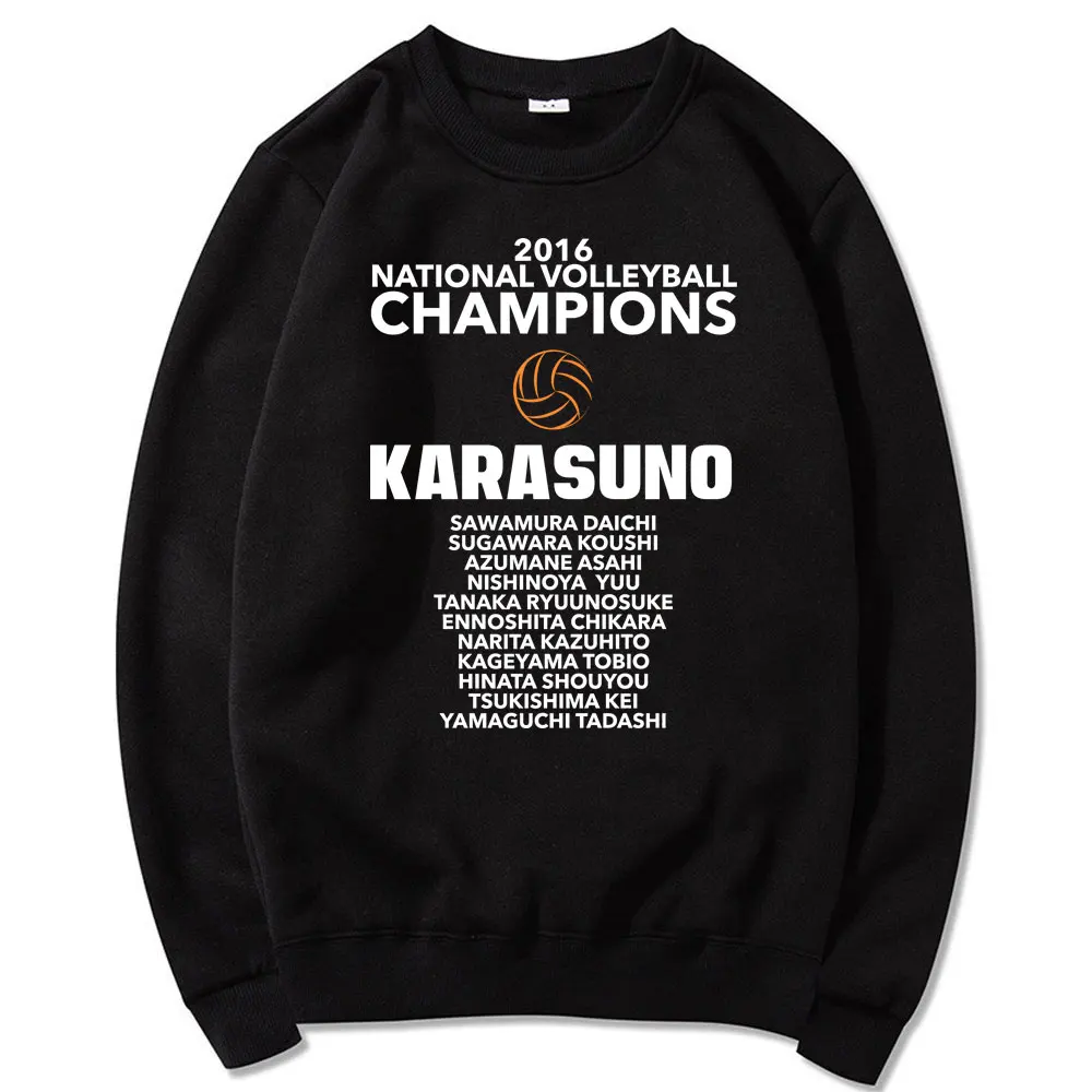

Свитер с принтом Аниме Haikyuu Karasuno Harajuku стильная толстовка Свободный пуловер с круглым вырезом мужская повседневная куртка на весну и осень