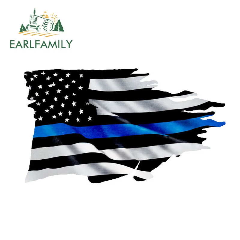 EARLFAMILY 13 см x 7 4 тонкая Голубая линия Драный флаг Стикеры полиция США винил Декаль