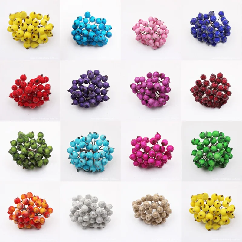 40 шт. Рождественский матовый фруктовый ягодный искусственный цветок украшение