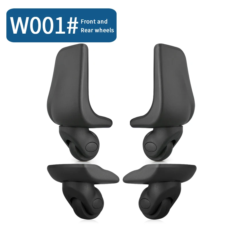 W001(4 Wheels)Black Сменные колеса для багажа, чемодана, продукт, дорожная сумка, колесики для ремонта, износостойкая тяга, коробка, багажные колеса - Цвет: W001(4 Wheels)Black