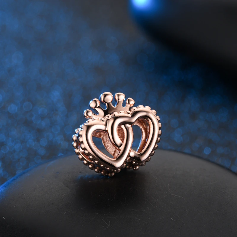 DEVOLOVE Настоящее серебро 925 пробы шармы Корона и переплетенные сердца аксессуары DIY