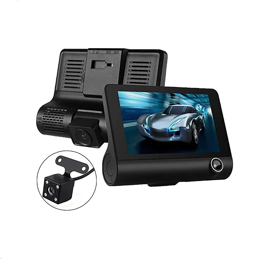 4 дюйма Автомобильный видеорегистратор три объектив HD 1080P Dash Cam ночного видения