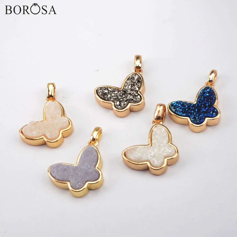 BOROSA 10 шт. милый кулон с бабочкой натуральный агатес druzy амулеты для ожерелья