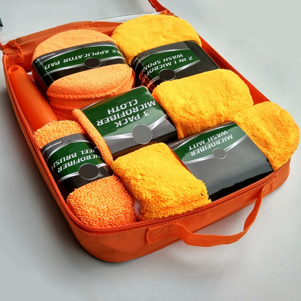 

Care Cleaning Tool Auto Wash Mitt Microfiber Towel Gloves Multifunctional Thickening Brush Pad Car Clean Set