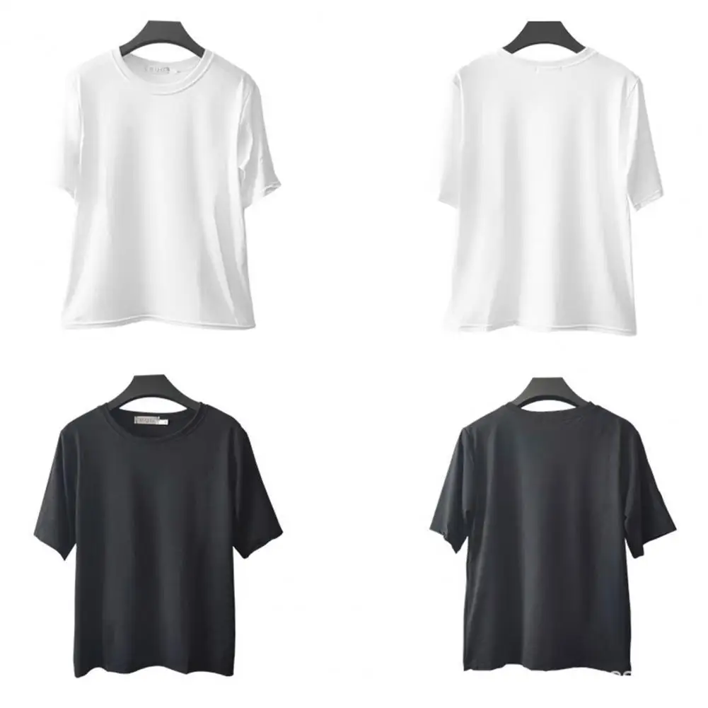 T-shirts-Camiseta de manga corta transpirable para verano, ropa de algodón de Color puro para citas, 2021