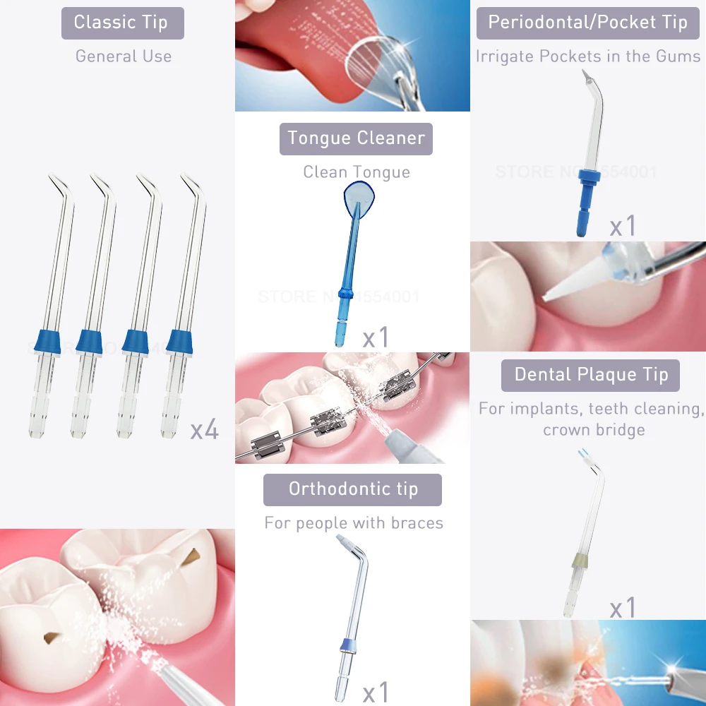 

Oral Irrigator V700P Waterproof IPX7 Teeth Cleaner 1000ml Capacity Water Flosser Portable Dental Oral Flosser With 8pcs Jet Tips