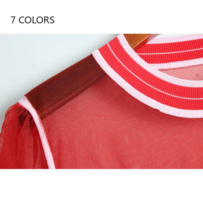 Женская трикотажная футболка с коротким рукавом летний сетчатый топ люрексом в