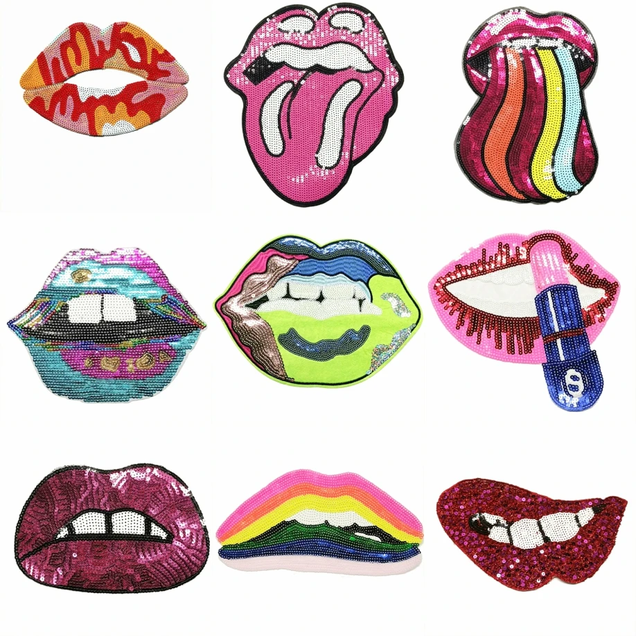 

large embroidery big lip mouth cartoon patches for clothing OR-47