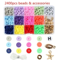 1 box 6mm polymer clay beads spacer charms for diy bracelets jewelry making embroidery round cross stitch kit sewing craft kit