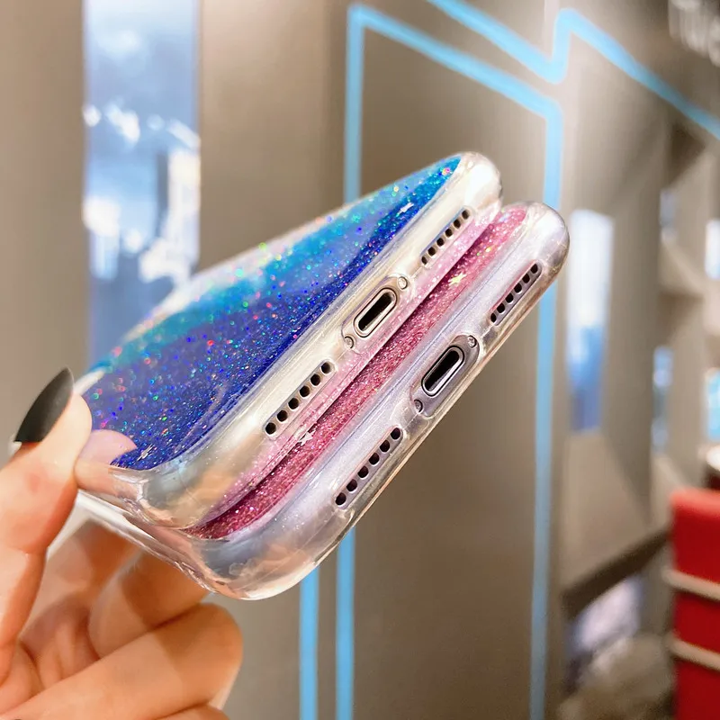 Блестящий чехол для телефона iPhone 11 Pro XS Max X XR блестящий с блестками 6 6S 7 8 Plus мягкий