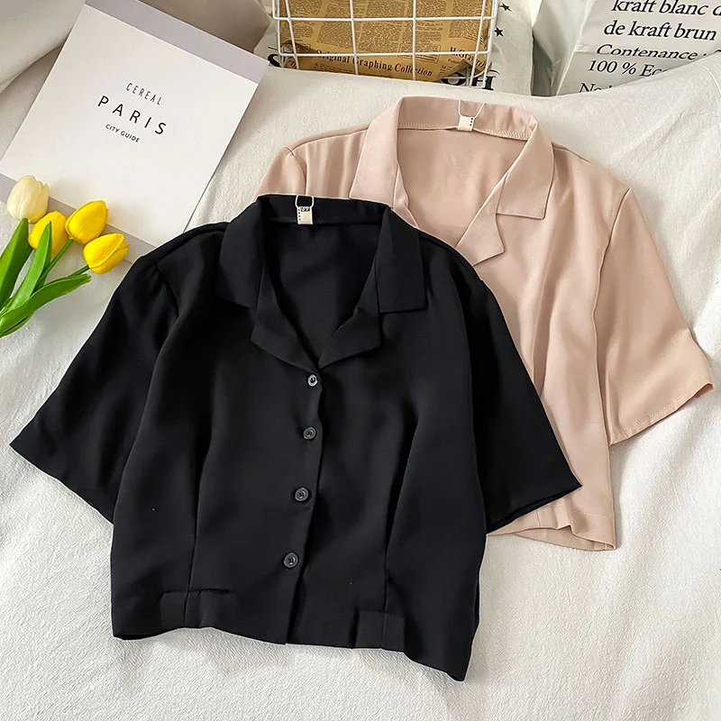 Женская рубашка с высокой талией и коротким рукавом новая весенне летняя одежда