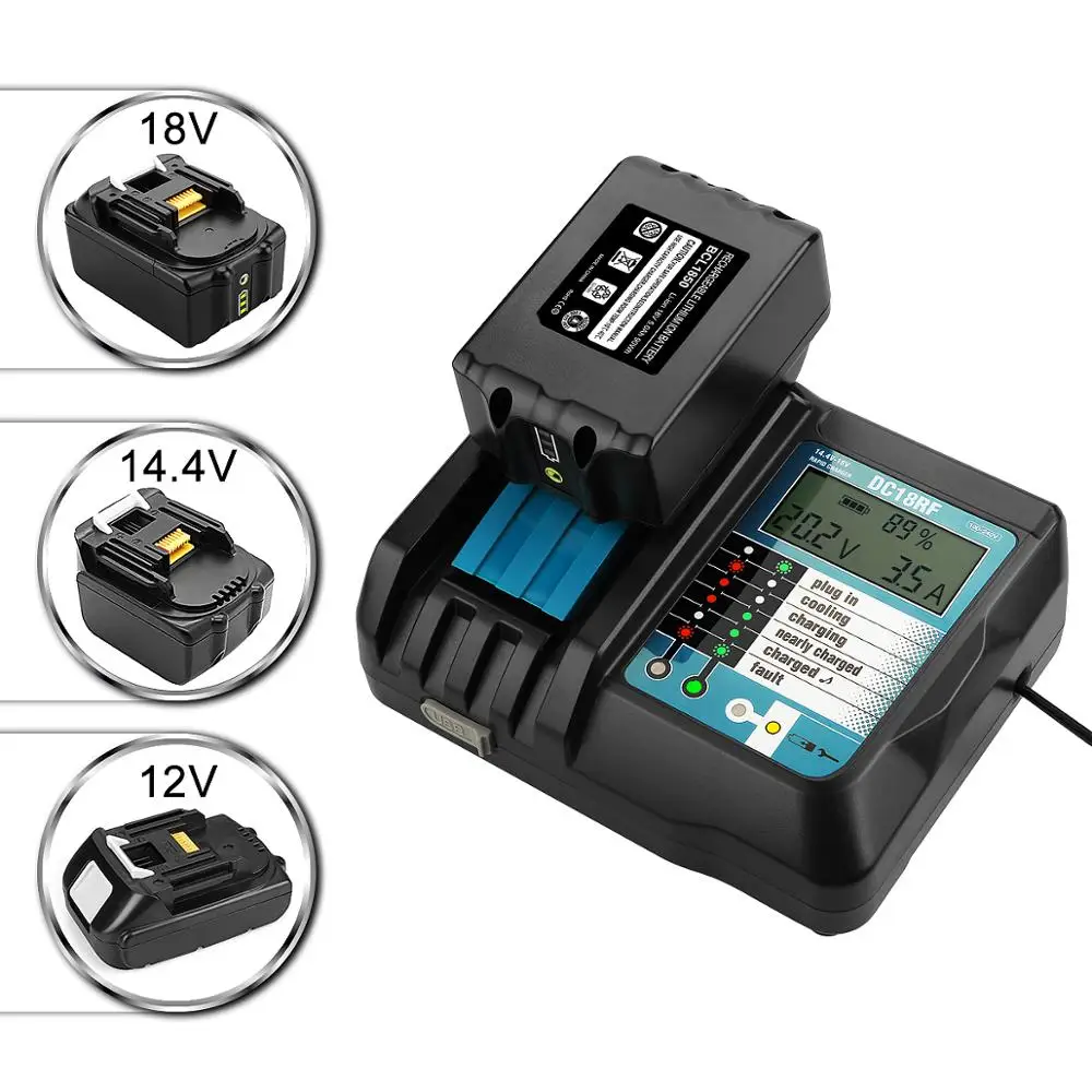 power tool battery lcd charger for makita dc18rf li ion battery rapid 3 5a charger bl1430 bl1815 bl1830 bl1860 with usb port free global shipping